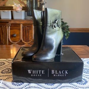 WHBM Black Bootie with Buckle. Size 8.5